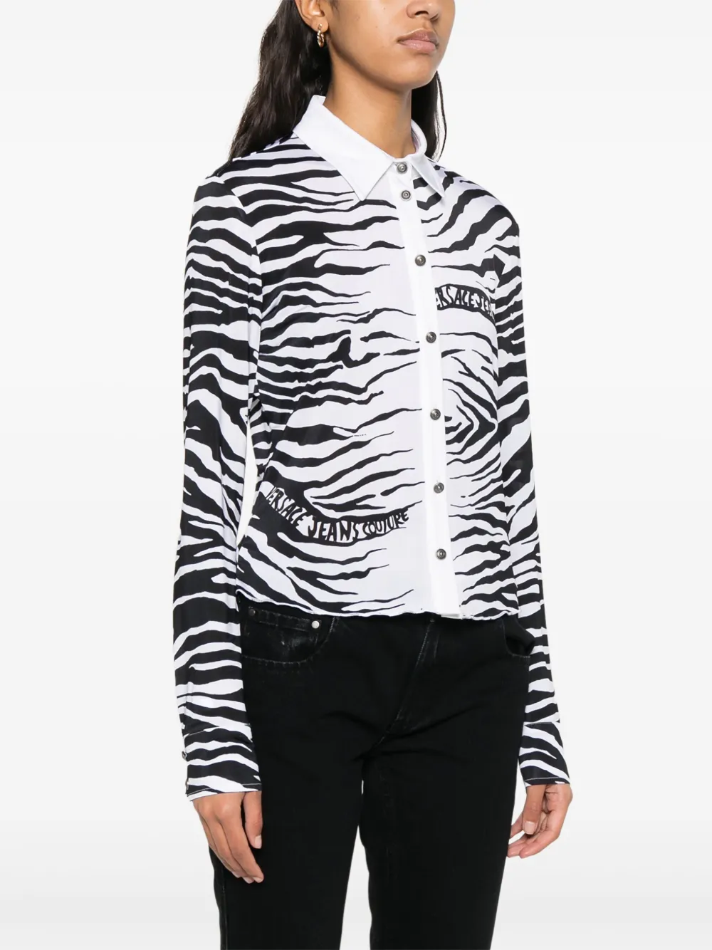 Shop Versace Jeans Couture Zebra Shirt In Black