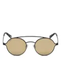 WEB eyewear double-bridge round-frame sunglasses - Black