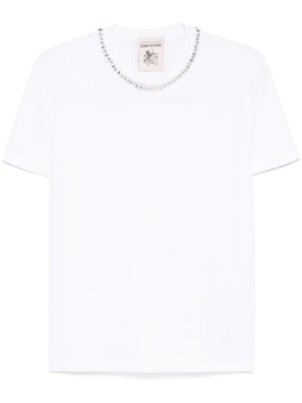 Semicouture ラインストーン Tシャツ | ホワイト | FARFETCH JP