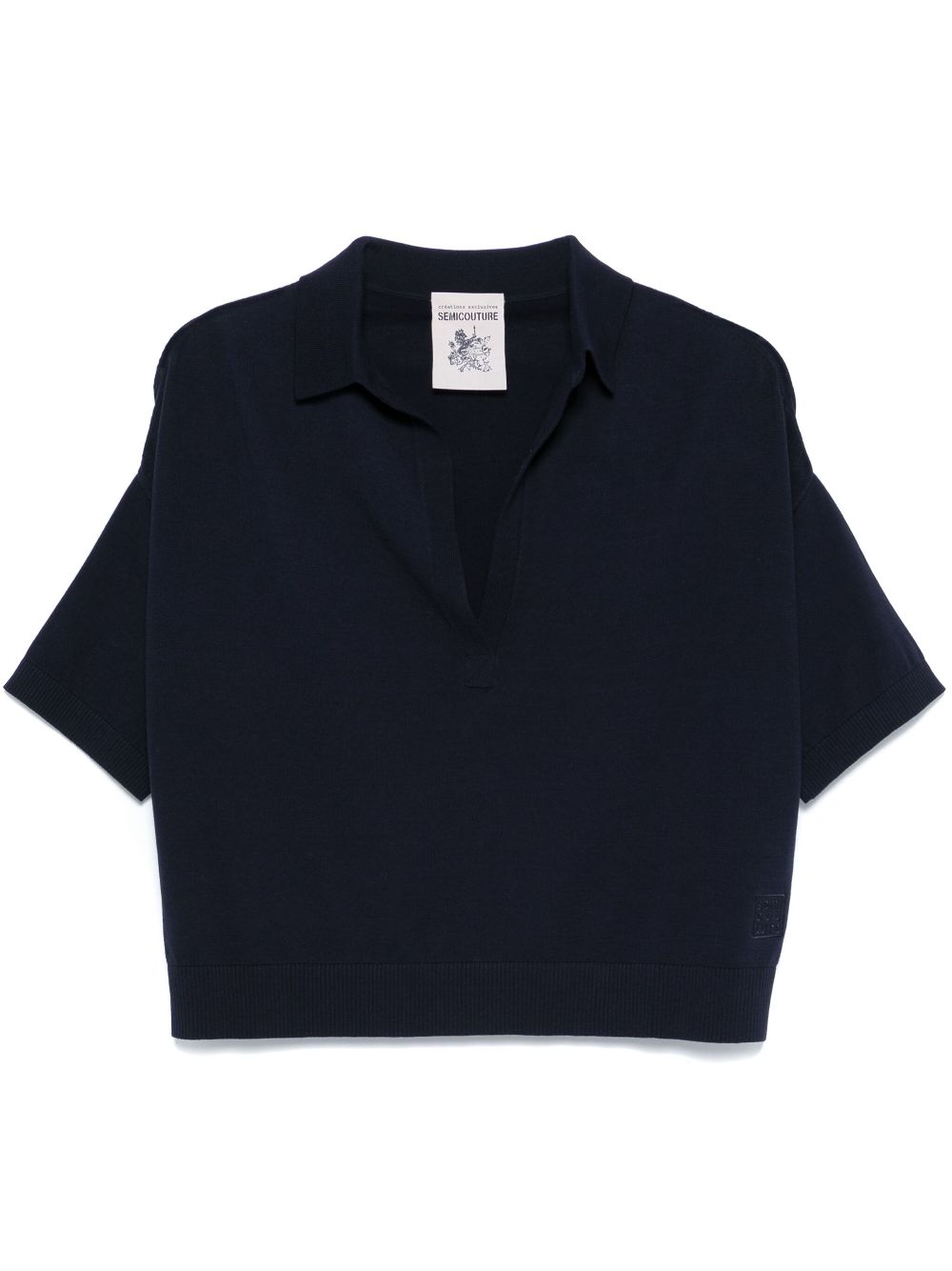 Semicouture fine knit polo top - Blue