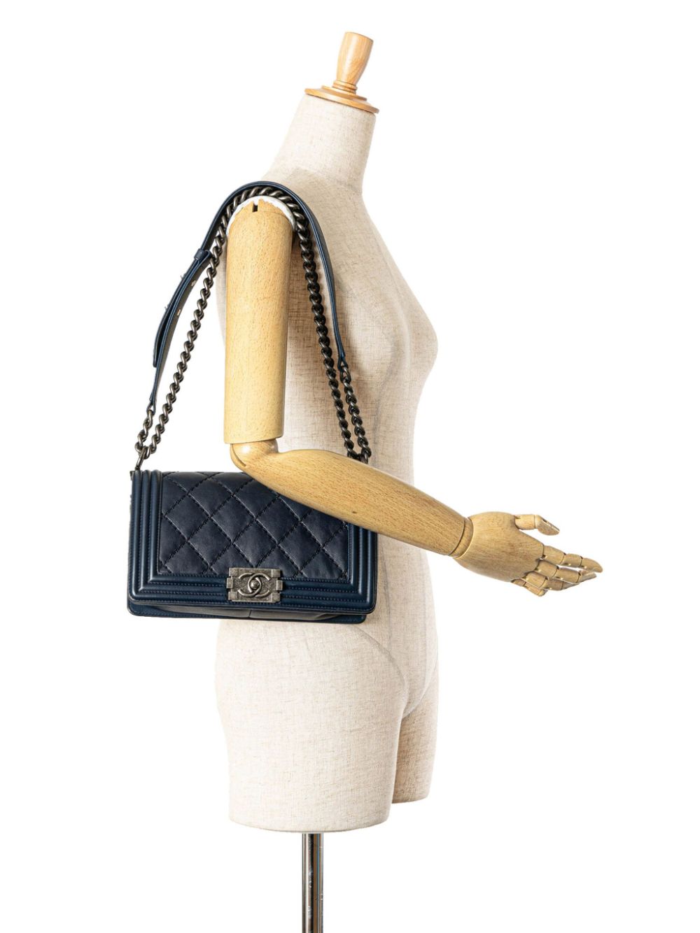 CHANEL Pre-Owned 2000-2020 Medium Lambskin Double Stitch Boy Flap crossbody bag - Blauw