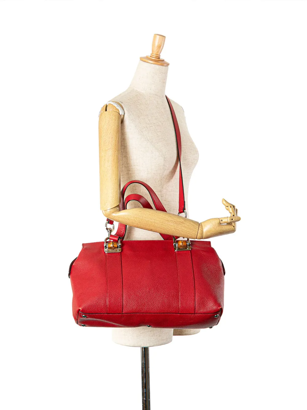 Gucci Pre-Owned 2000-2015 Leather Bamboo Bar Shoulder Bag satchel - Rood