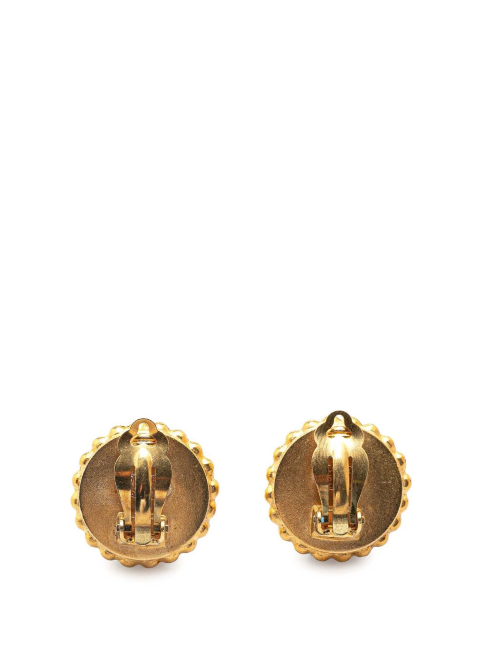 CHANEL Pre-Owned 1995 Gold Plated Acrylic CC Button Clip On costume earrings - Goud