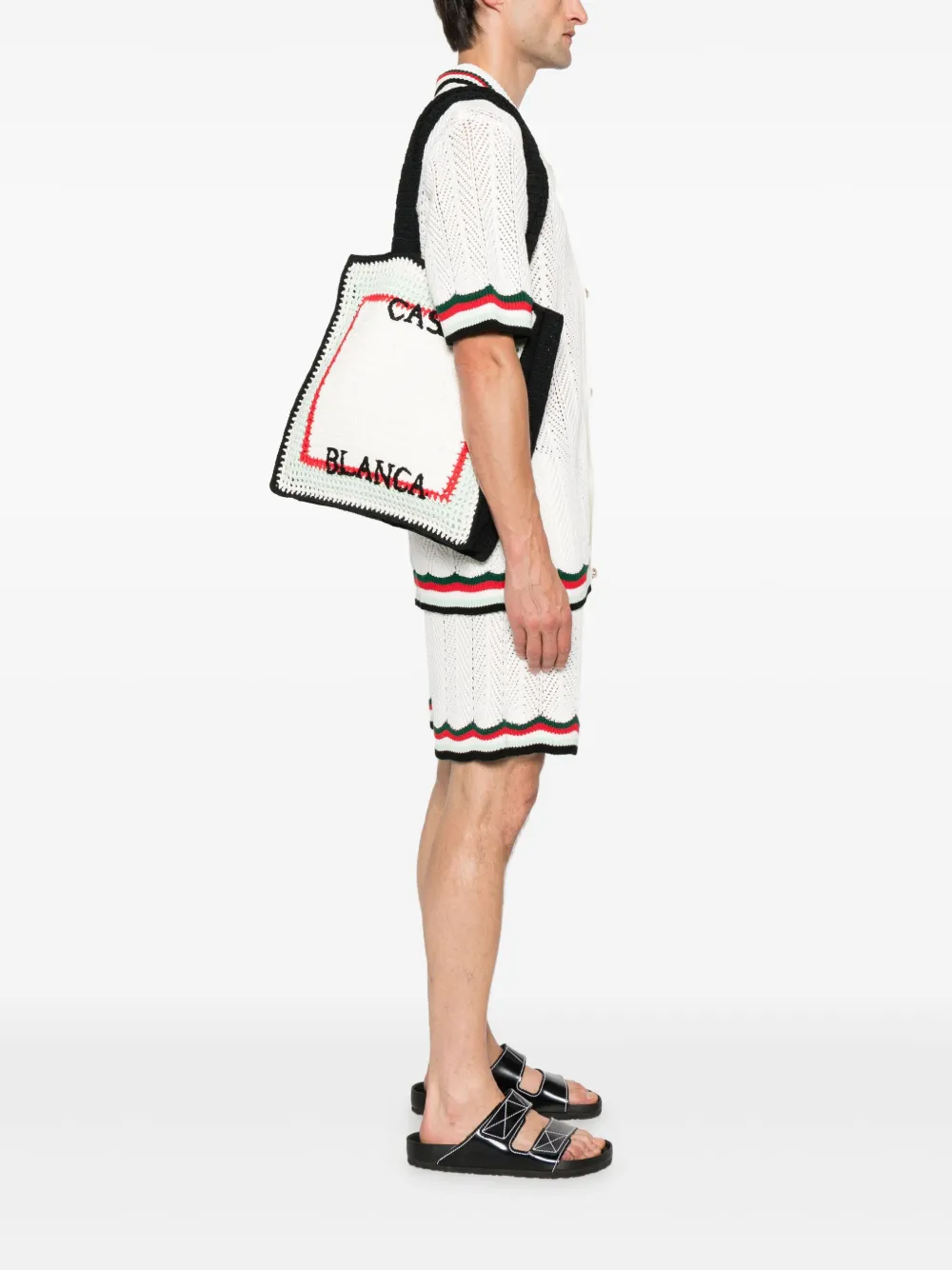 Casablanca logo-embroidered tote bag Wit