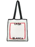 Casablanca logo-embroidered tote bag - White
