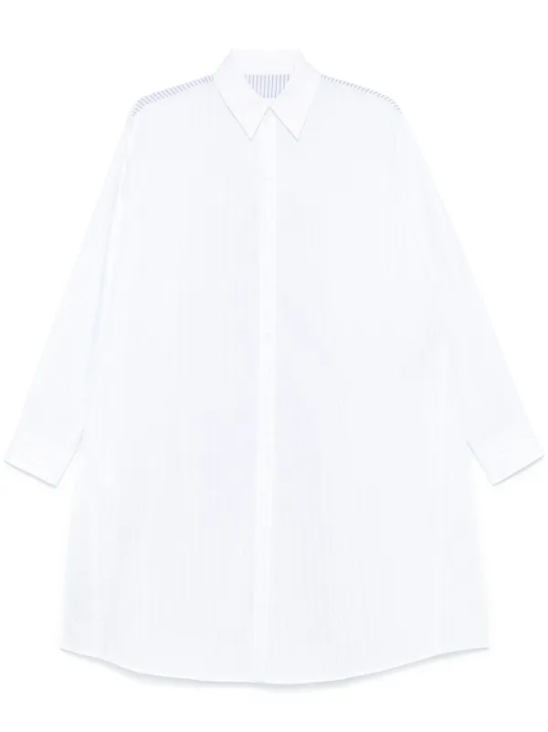 MM6 Maison Margiela ストライプシャツ MM6 Maison Margiela logo-embroidered Striped Cotton Shirt | Blue