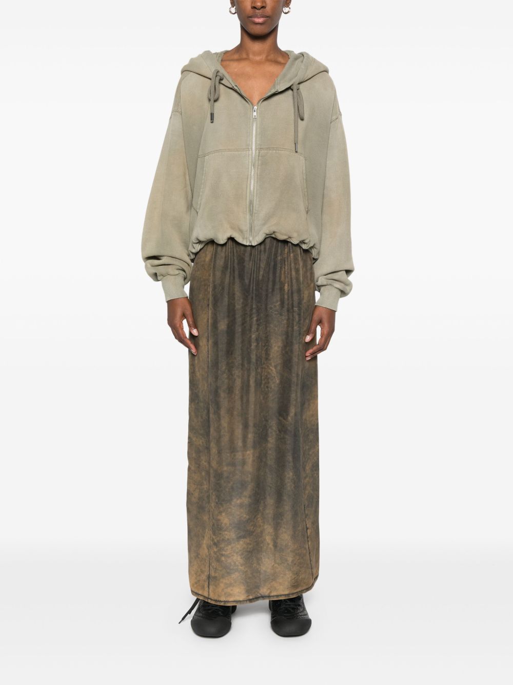 MM6 Maison Margiela Zijden midi-rok - Zwart