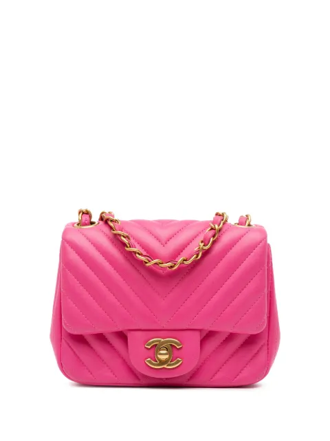 CHANEL Pre-Owned 2015-2016 Mini Square Classic Chevron Lambskin Flap crossbody bag