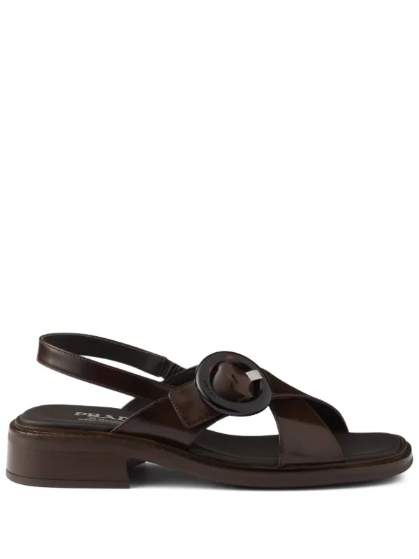 Prada Buckled Sandals in Brown