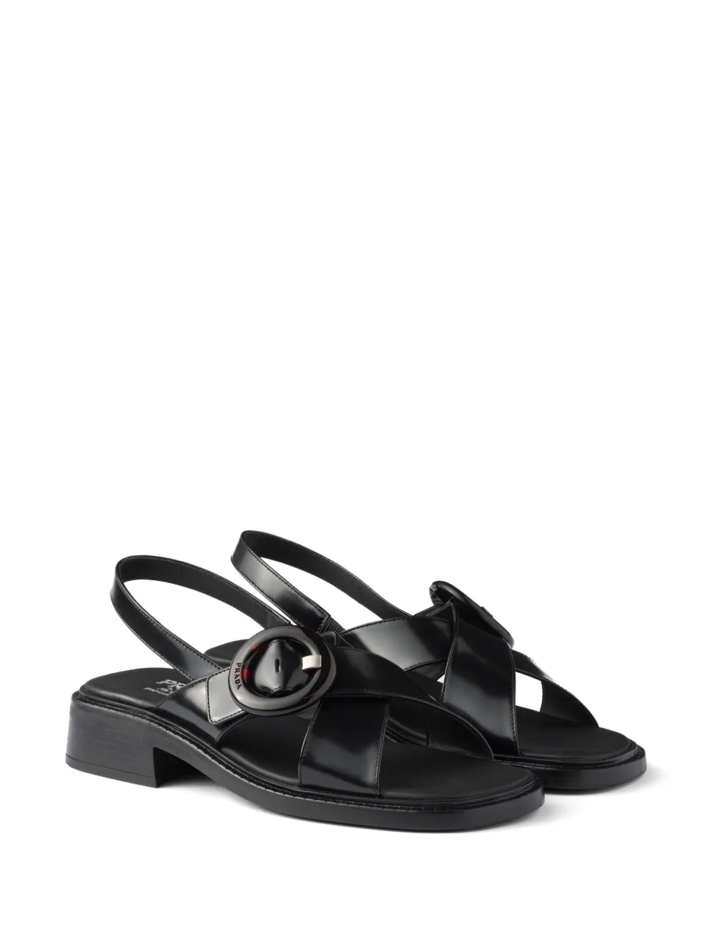 Prada Geborstelde leren sandalen - Zwart