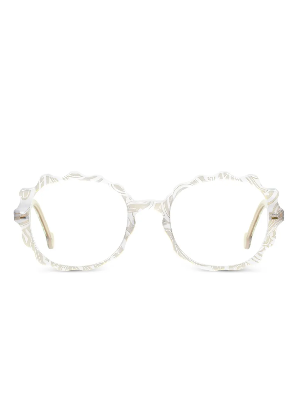 L.A. EYEWORKS scalloped-edge round-frame glasses | Neutrals | Image 1