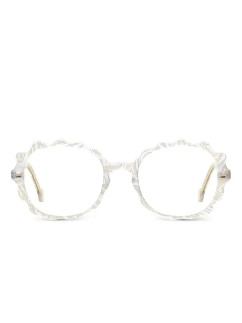L.A. EYEWORKS scalloped-edge round-frame glasses