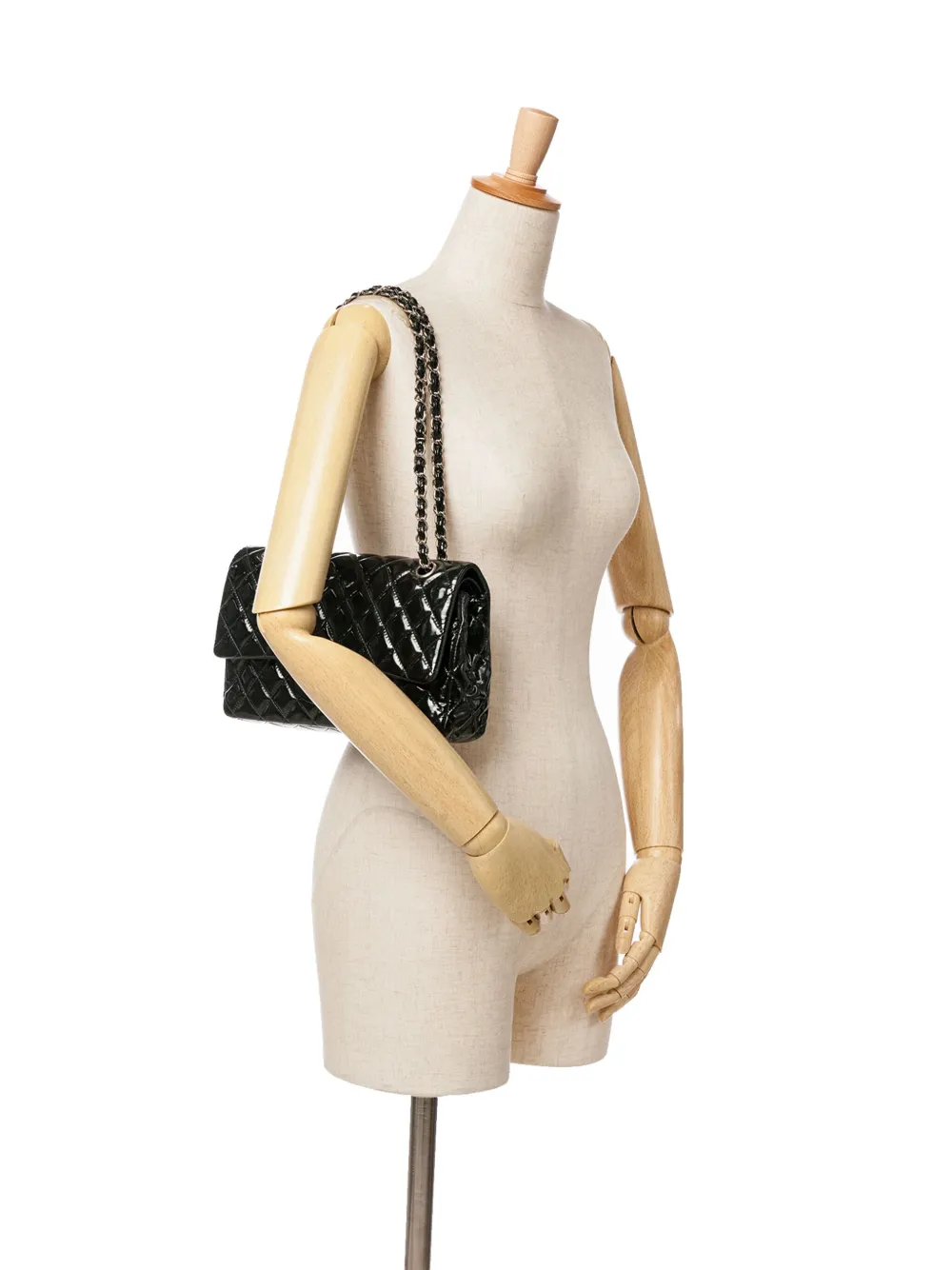 CHANEL Pre-Owned 2012-2013 Medium Classic Patent Double Flap shoulder bag - Zwart