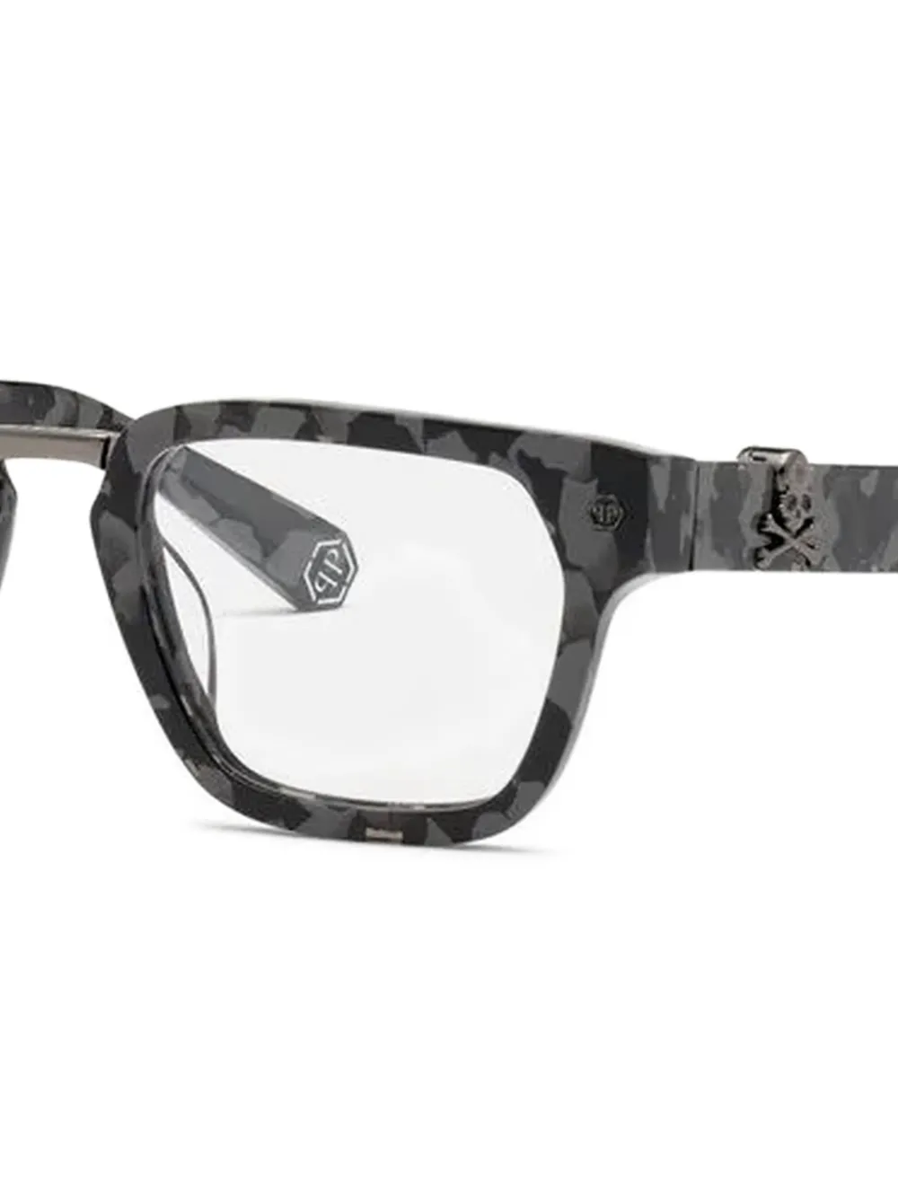 Philipp Plein Eyewear marbled effect frames - Grigio