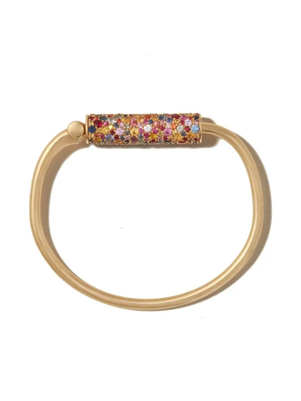 Marla Aaron 18kt Yellow Gold Stoned Trundle Lock Bracelet Gold