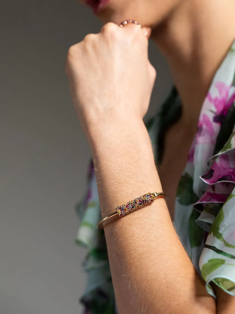Image 2 of Marla Aaron bracelet Stoned Trundle Lock en or 18ct