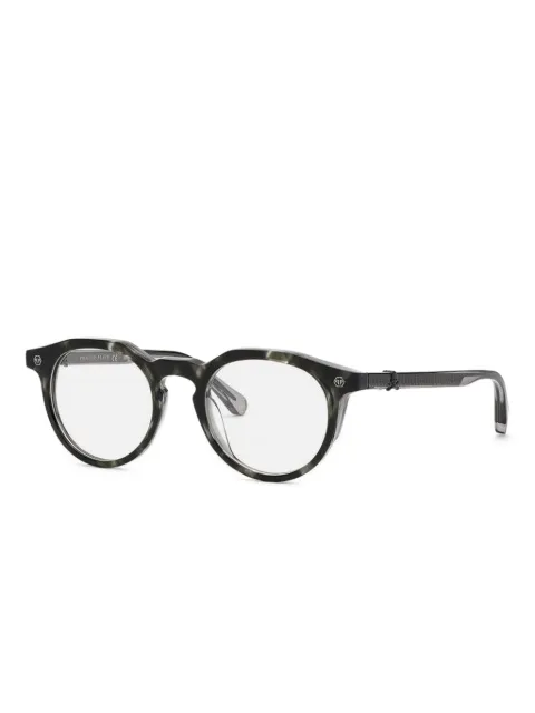 Philipp Plein Eyewear armazón redonda marmoleada
