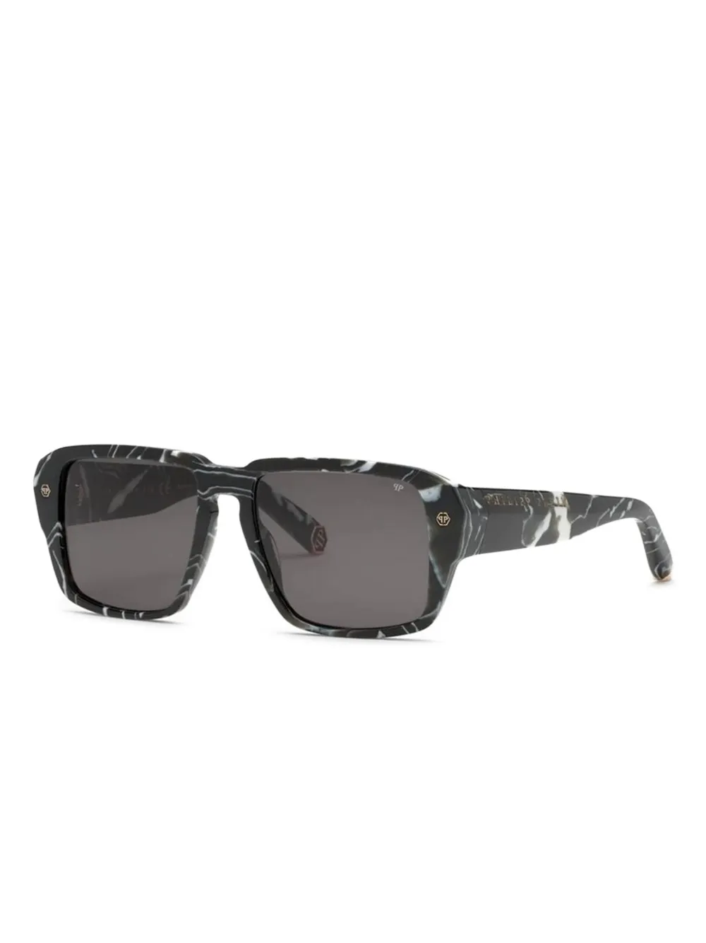 Philipp Plein Eyewear Zonnebril met marmer-effect Zwart
