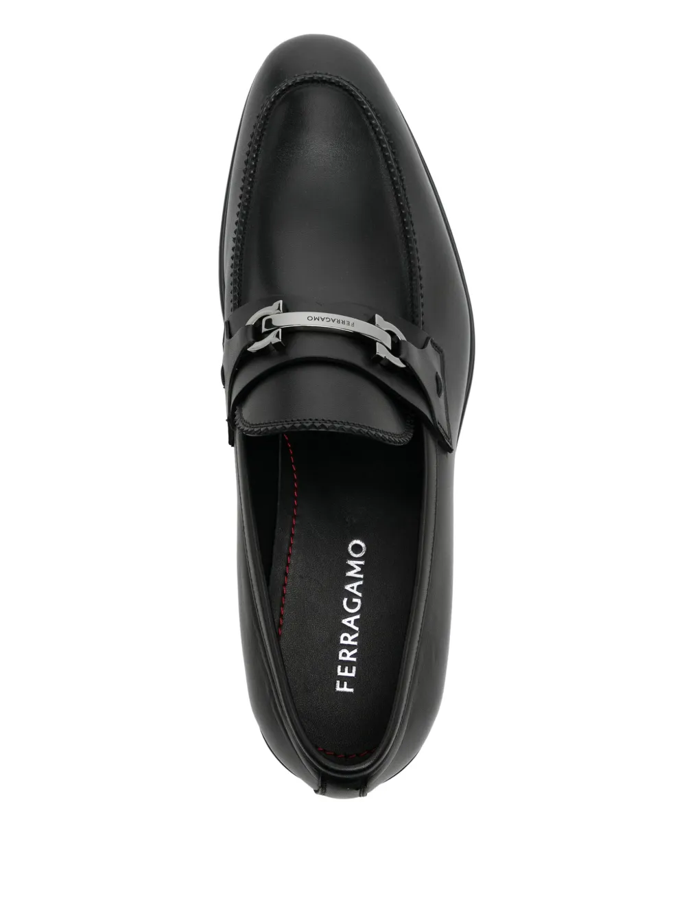 Ferragamo silver-tone hardware loafers Black