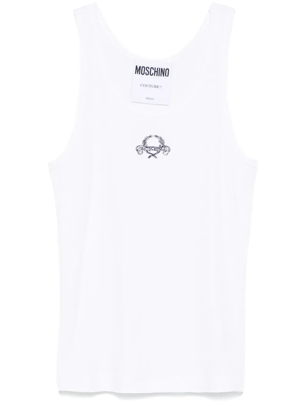 Moschino Tanktop met geborduurd logo Wit