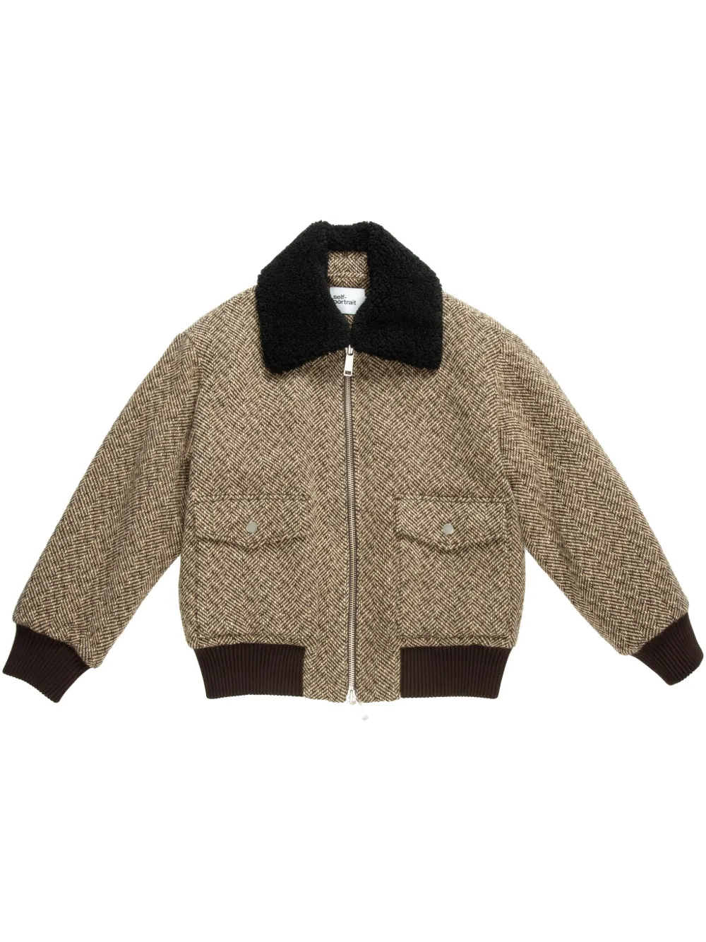 Self-Portrait herringbone jacket | Brown | Image 1