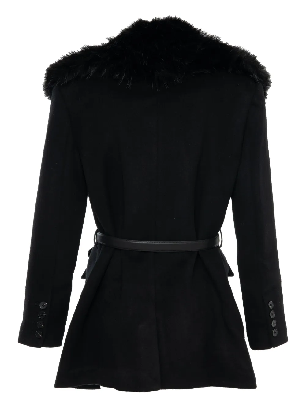 Self-Portrait faux fur-collar jacket - Zwart