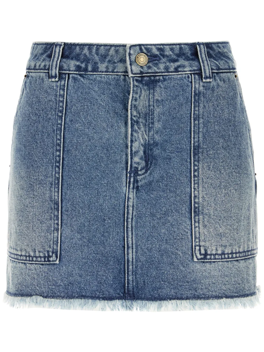 frayed denim mini skirt