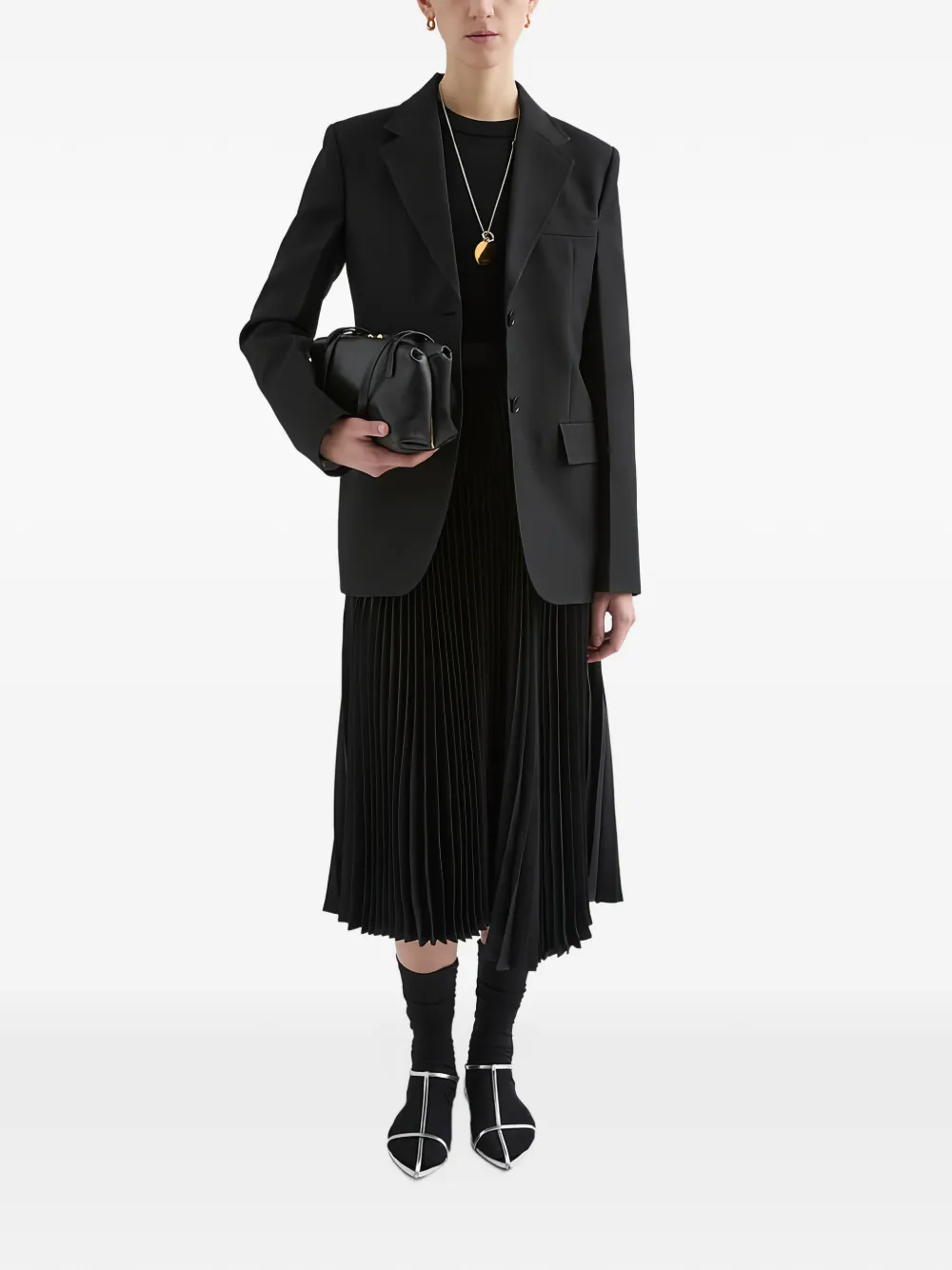 Jil Sander Midi-plooirok Zwart