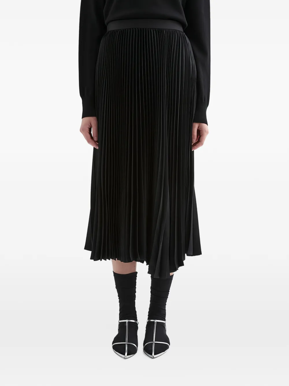 Jil Sander Midi-plooirok Zwart