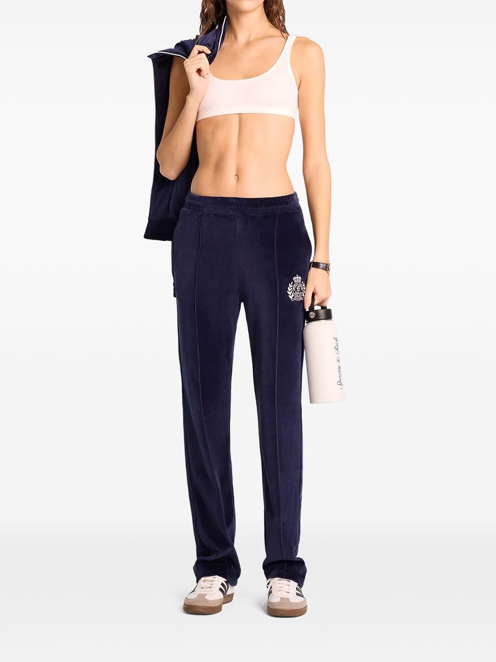 Sporty & Rich NY Crest velour track pants - Blauw