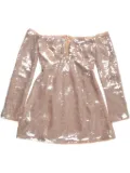 Self-Portrait sequin off-shoulder mini dress - Neutrals