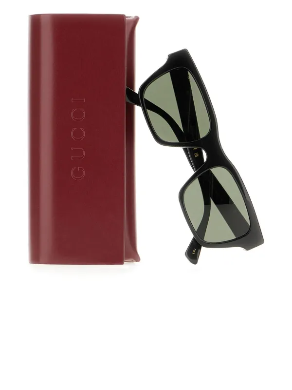 Gucci Eyewear スクエアフレーム サングラス | ブラック | FARFETCH JP