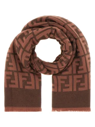 Wool Scarf Fendi Sciarpe FENDI Logo-jacquard Scarf Brown FARFETCH ID