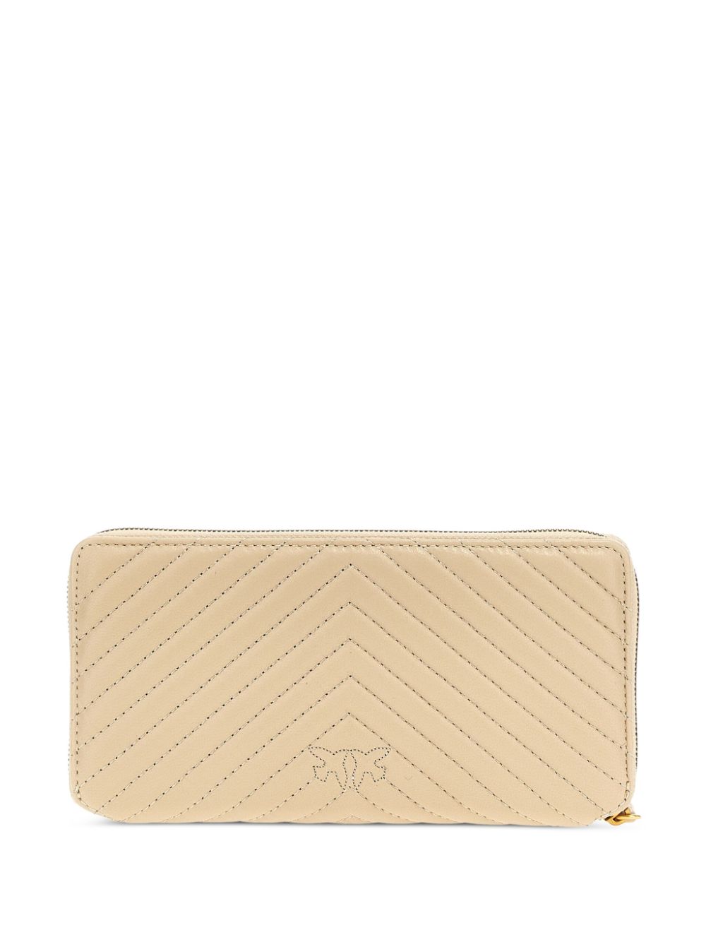 PINKO chevron-quilted leather wallet - Beige