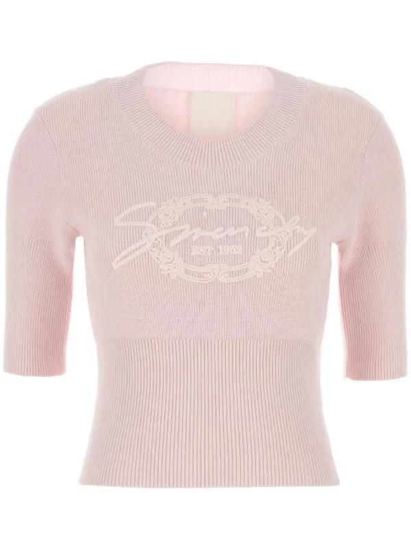 Givenchy Slim Fit Sweater in Knit with Medallion in Pink