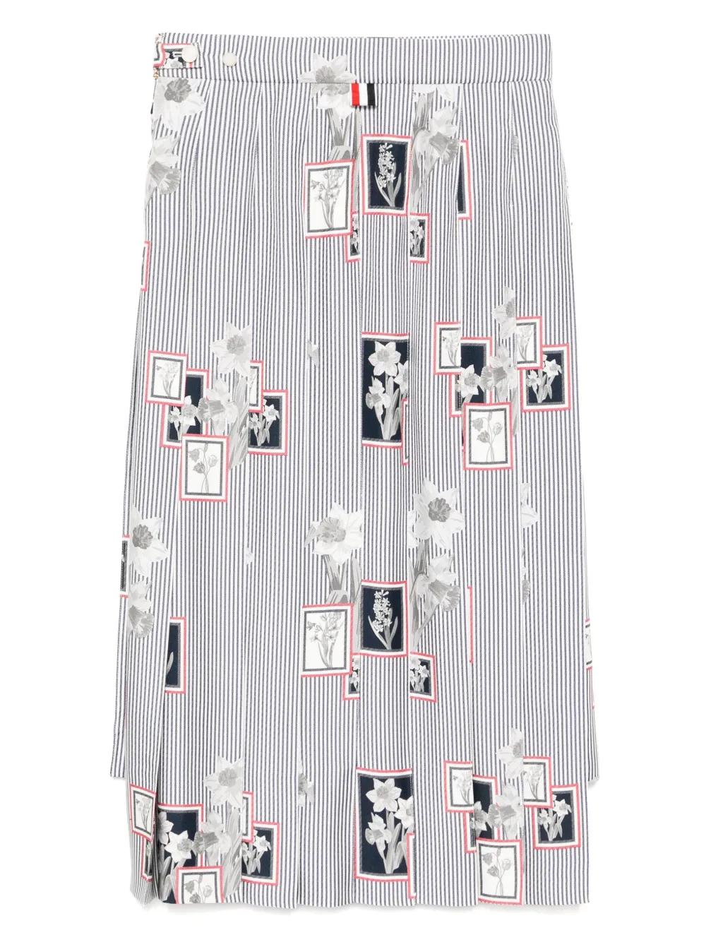 Thom Browne Plooirok met bloemenprint - Blauw