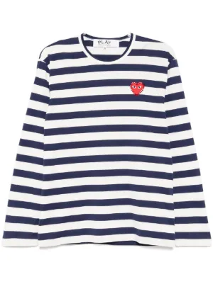 Comme Des Garçons Play ストライプ ロングTシャツ | ブルー | FARFETCH JP