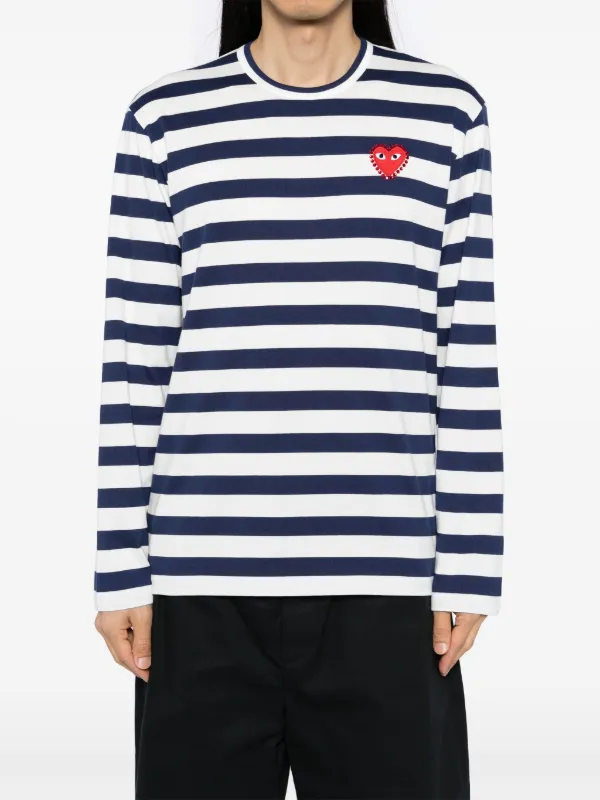 Tシャツ・カットソー COMME des GARCONS STRIPES COULISSE S/S TEE (HOT01805 1) Comme Des Garçons Play Striped T-shirt | White | FARFETCH