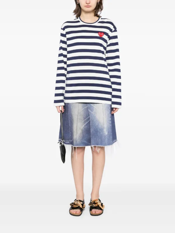 Comme Des Garçons Play ストライプ Tシャツ | ホワイト | FARFETCH JP