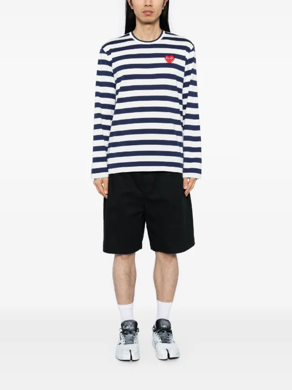 Tシャツ・カットソー COMME des GARCONS STRIPES COULISSE S/S TEE (HOT01805 1) Comme Des Garçons Play Striped T-shirt | White | FARFETCH