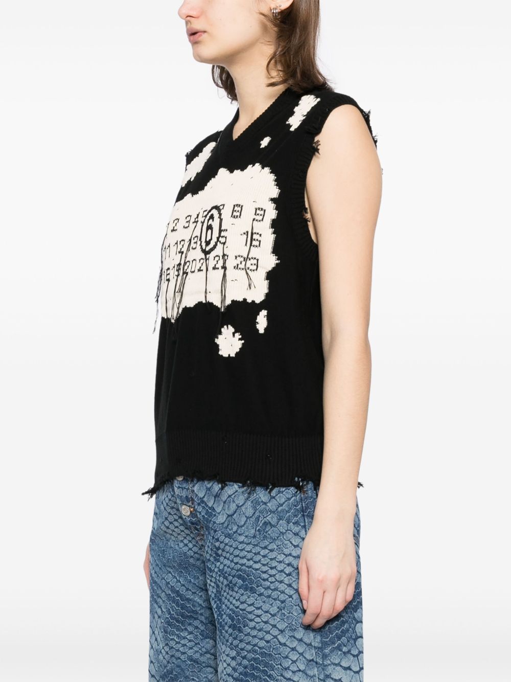 MM6 Maison Margiela Vest met jacquard Zwart