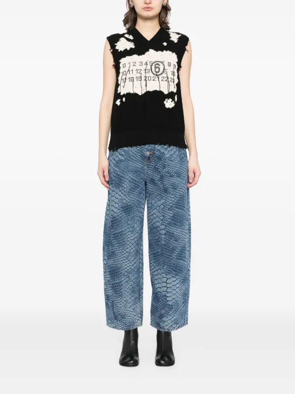 ◆MM6 Maison Margiela◆ ジャカード ナンバー ロゴ ジャンパー MM6 Maison Margiela ジャカード トップ | ブラック | FARFETCH JP