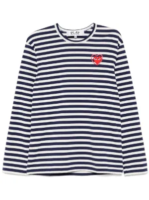 Comme Des Garçons Play ストライプ ロングTシャツ | グレー | FARFETCH JP