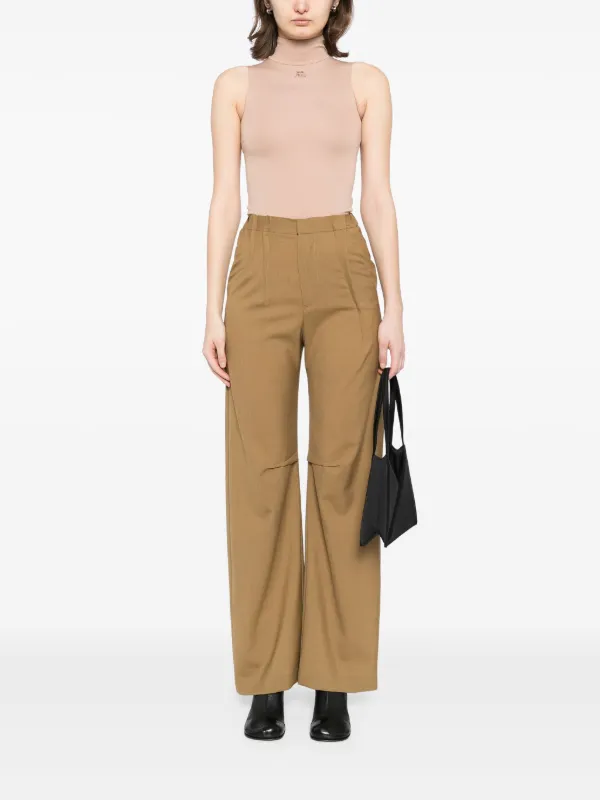 MM6 メゾンマルジェラ ウールプリーツパンツ レディース MM6 Maison Margiela プリーツ パンツ | ブラウン | FARFETCH JP