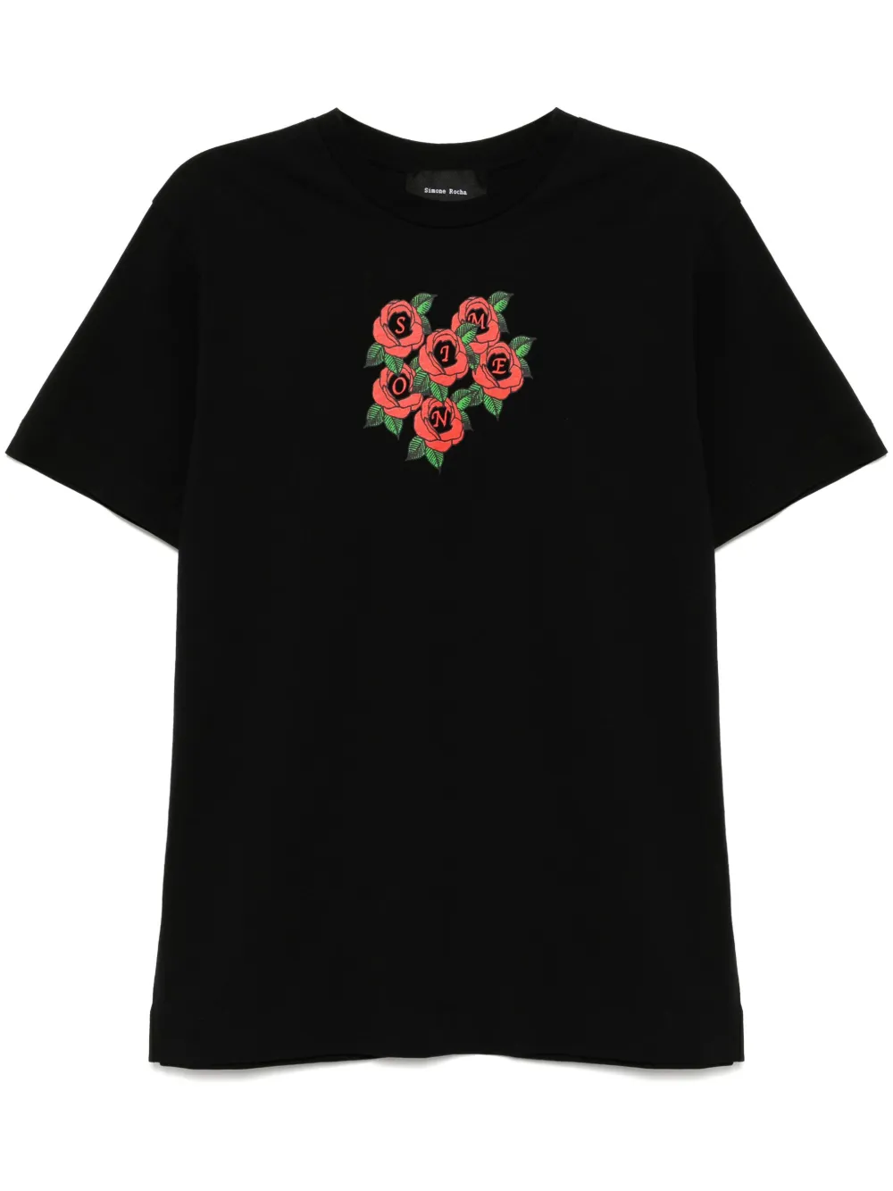 Simone Rocha T-shirt met bloemenprint Zwart