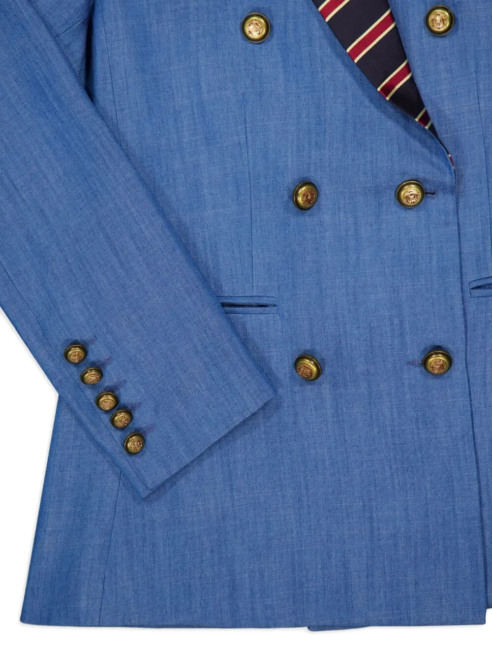 Paula Silk-lapel Double-breasted Blazer In Blue