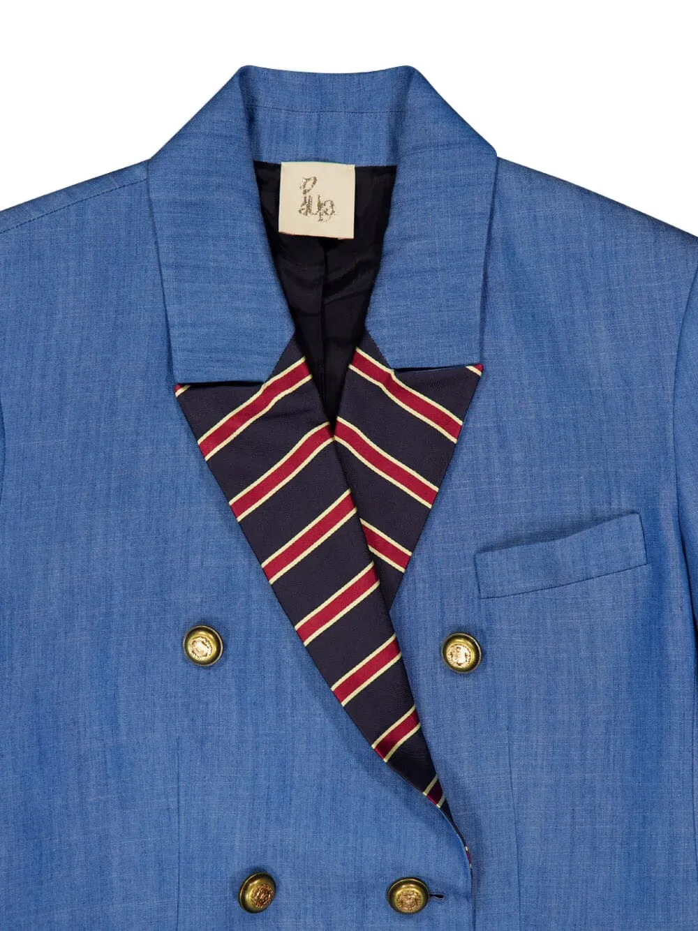 Paula Silk-lapel Double-breasted Blazer In Blue