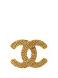 CHANEL Pre-Owned 1980-1990 Gold Plated CC Brooch costume brooch