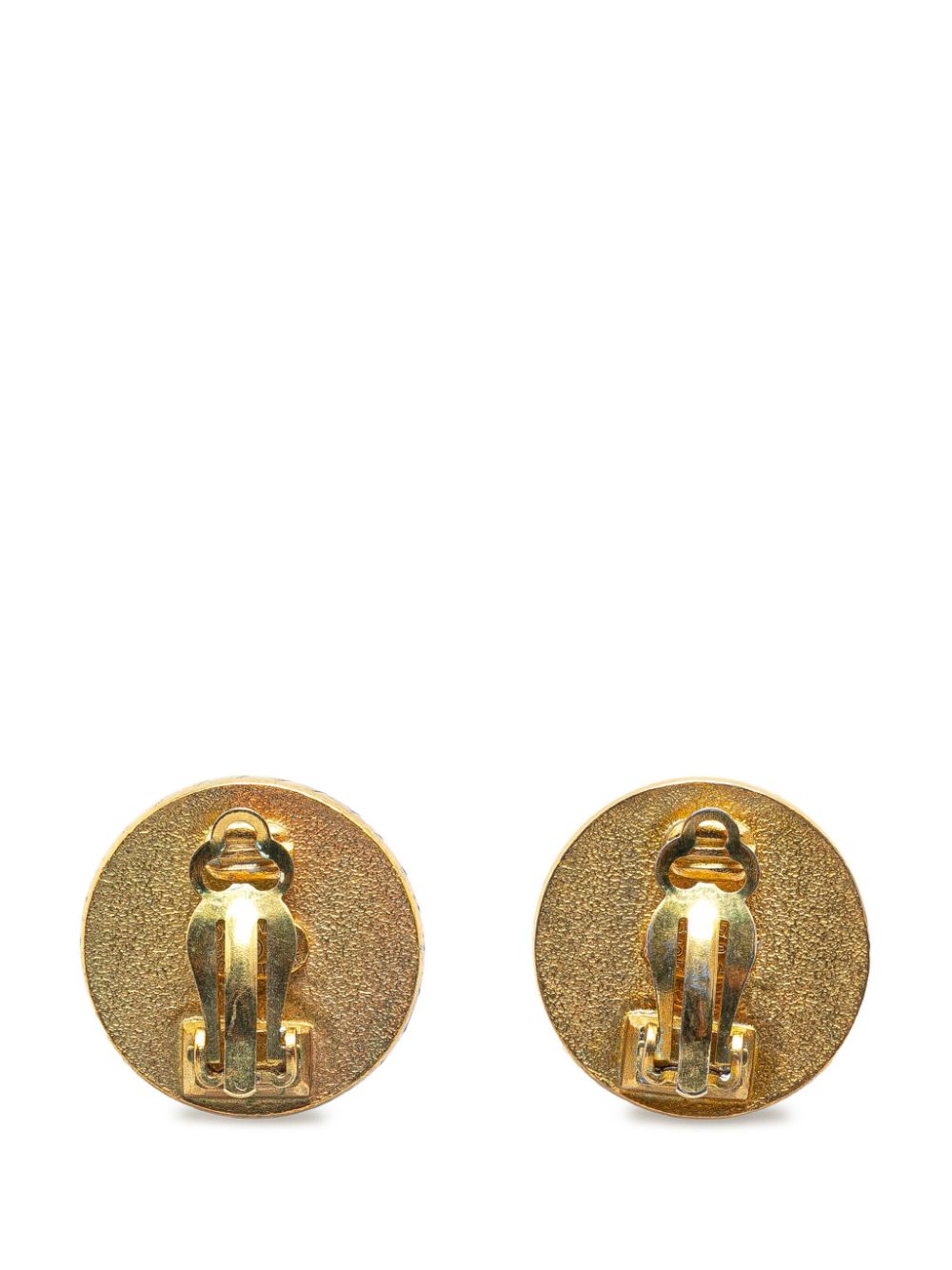 CHANEL Pre-Owned 1995 Gold Plated Acrylic CC Button Clip On Earrings costume earrings - Zwart