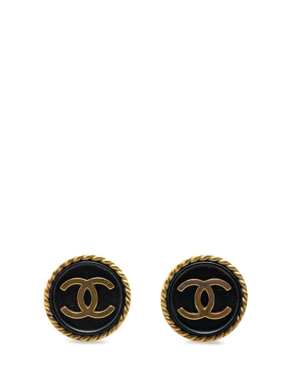 1995 Gold Plated Acrylic CC Button Clip On Earrings costume earrings